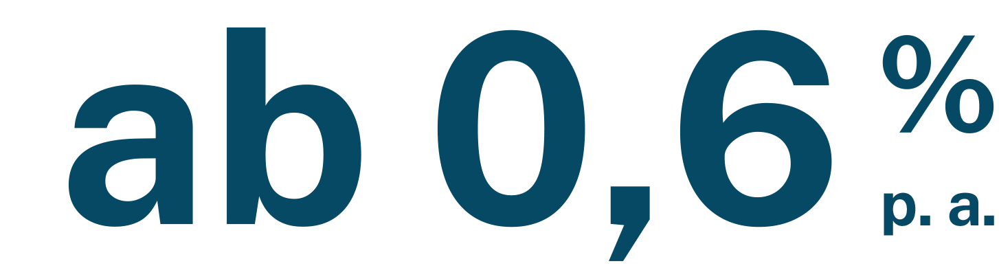 Textgrafik mit Aufschrift „ab 0,6 % p.a.“ in dunkelblau.