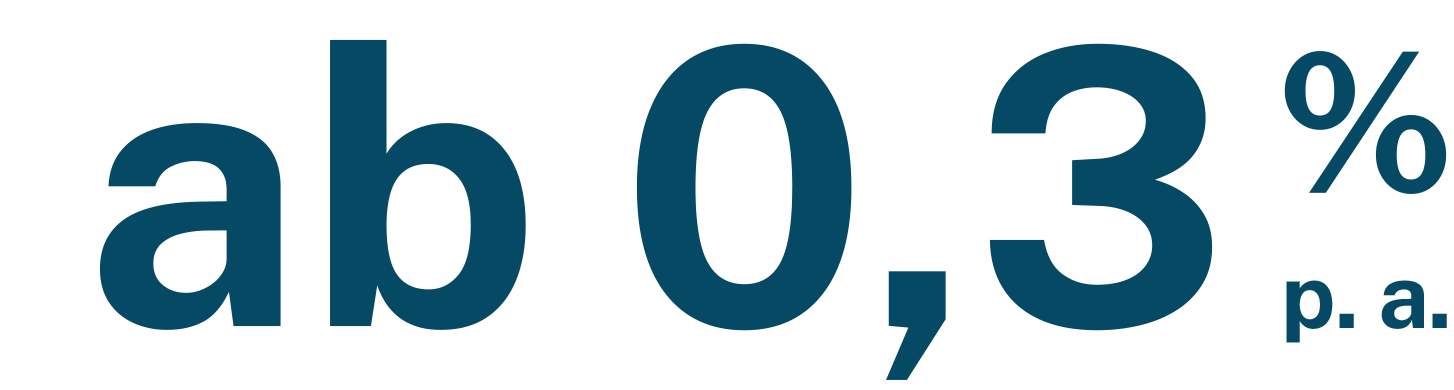 Textgrafik mit Aufschrift „ab 0,3 % p.a.“ in dunkelblau.