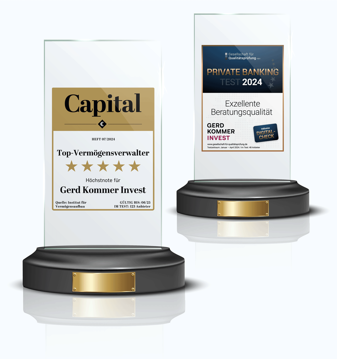 Zwei Preise für Gerd Kommer Invest als Top-Vermögensverwalter und für die exzellente Beratungsqualität.